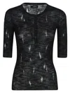 Pinko Lightweight Ribbed Seraph Sweater With Rips In Black