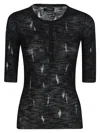 Pinko Lightweight Ribbed Seraph Sweater With Rips In Black