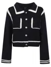 Pinko Sulcis Wool Collared Cardigan Sweater In Black