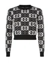 Pinko Jacquard Viscose Blend Crewneck Sweater In Black