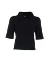 Pinko Beaded-collar Cable-knit Knitted Polo Top In Black