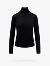 Pinko Fitted Ribbed Turtleneck Sweater With Decorative Buttons In Black