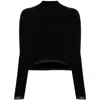 Pinko Cashmere-blend Turtleneck With Metallic Cuffs In Black