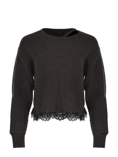 Pinko Sweater  Damigiana Made Of A Ribbed Wool Blend In Brown