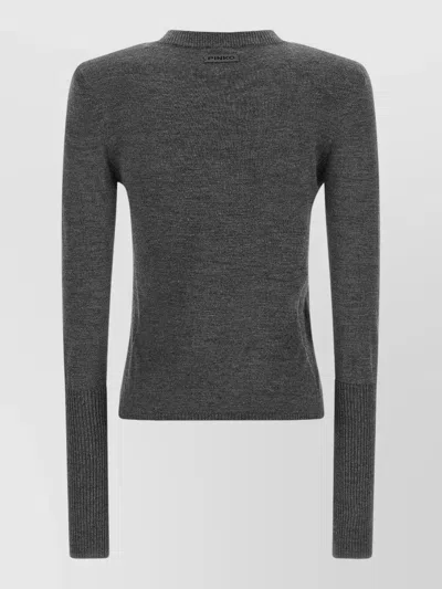 Pinko Merino-wool Sweater With Removable Shoulder Pads In Multi