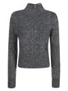 Pinko Knit Turtleneck With Cable Stitch In Gray