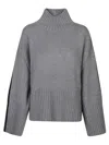 Pinko Side-stripe Sweater In Gray