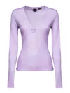 Pinko Sweater In Silk And Wool Yarn In Purple