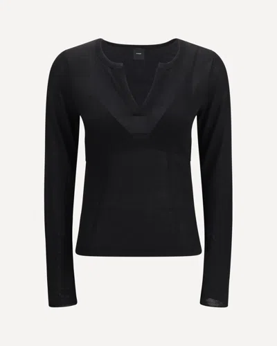 Pinko Sweater Long-sleeve With V-open Neckline In Black