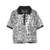 Pinko Polo Sweater With Semi-transparent Sequins In Metallic