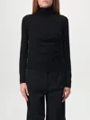 Pinko Fitted Ribbed Turtleneck Sweater With Decorative Buttons In Black