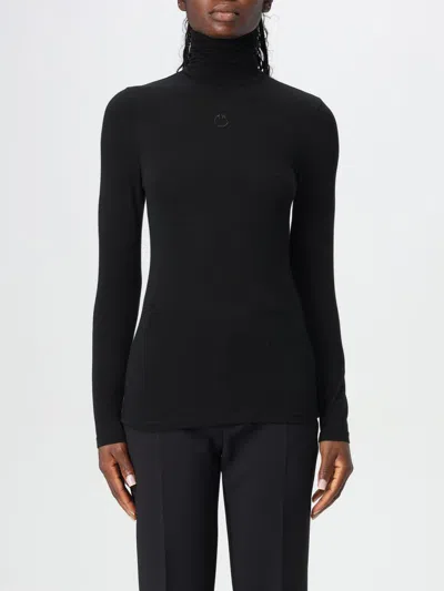 Pinko High Neck Semi-sheer Top In Limo Black