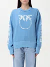 Pinko 'mindelo' Light Blue Sweatshirt With Logo Print On The Front And Sleeves In Blue