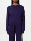 Pinko Knit Crewneck Sweatshirt With Embossed Logo In Blue