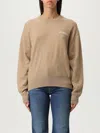 Pinko Crew Neck Knitwear Sweater With Logo Detail In Nude