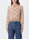 Pinko Crew Neck Top With Monogram Pattern In Neutral