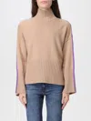 Pinko Cropped Wool Sweater With High Turtleneck In Neutral