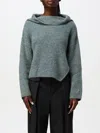 Pinko Multicolor Asymmetrical Ribbed Sweater In Grün