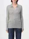 Pinko Collared Long Sleeve Textured Fabric Top In Grau