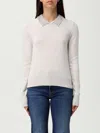Pinko Ventotene Polo Sweater With Jeweled Appliqués In Gray