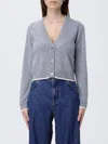 Pinko Button Ribbed Cardigan In Gray