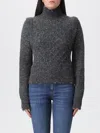 Pinko Knit Turtleneck With Cable Stitch In Gray