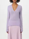 Pinko Lightweight Wool And Silk V-neck Sweater In Violett