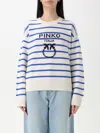 Pinko Crew Neck Striped Pattern Sweatshirt In White