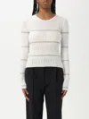 Pinko Ribbed Sweater With Metallic Stripes In White