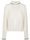 Pinko Falkland Wool And Cashmere Turtleneck Sweater In White