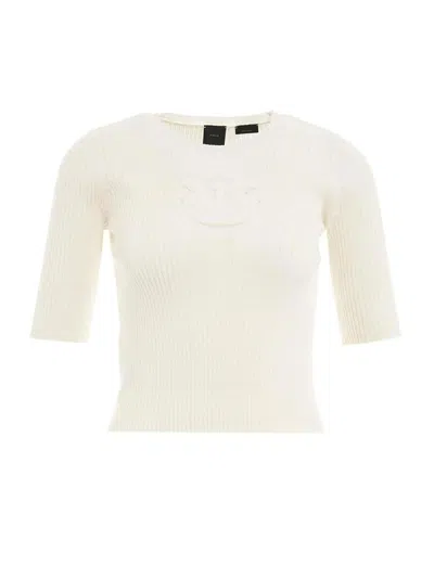 Pinko Round Neck Knitted Sweater In White