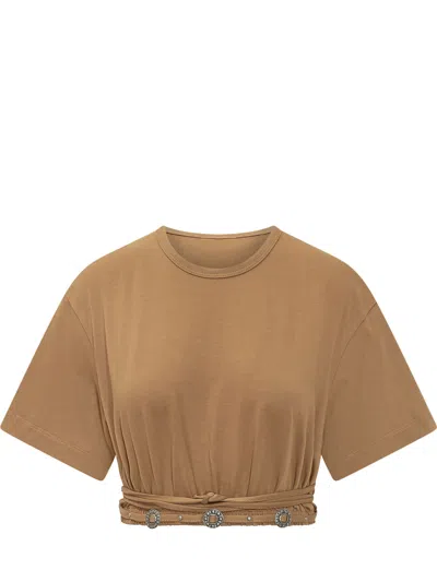 Pinko Sweater With Belt In Brown