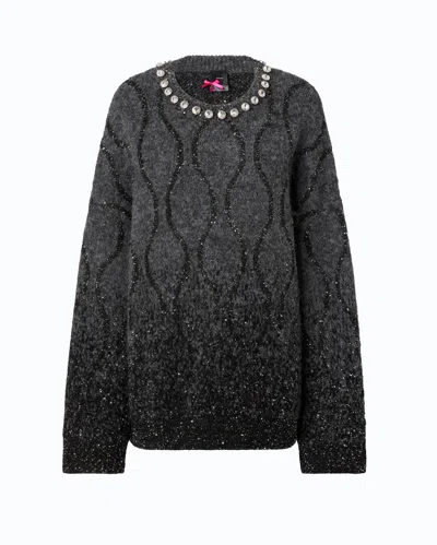 PINKO - SWEATER WITH JEWEL COLLAR AND MICRO SEQUINS - S