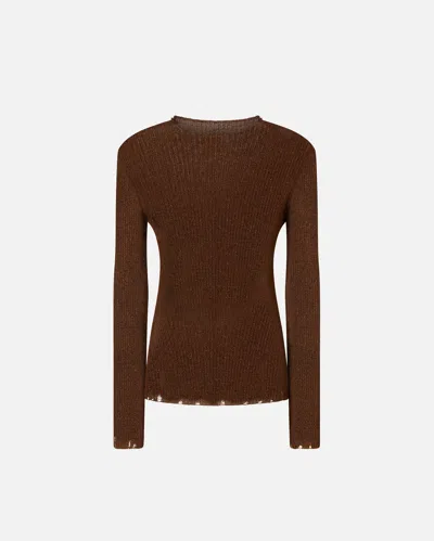 Pinko Sweater With Metallic Yarn In Multi Brown/copper