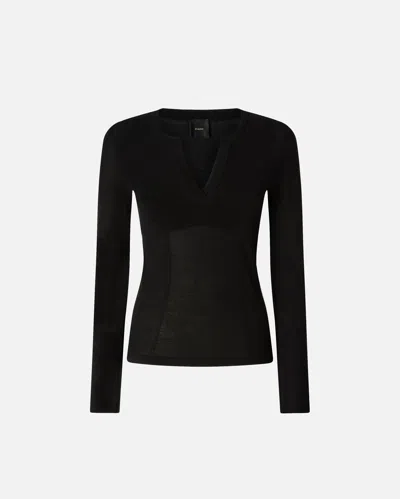Pinko - Sweater With Open V-neck - S In Black