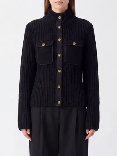 Pinko Ribbed-knit Pocket-details Cardigan In Black