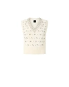 Pinko White Rhinestone Knitted Vest In White