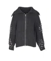 Pinko Crystal-embellished Ribbed Cardigan In Gray