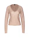 Pinko Salomone Wool Sweater With Micro Sequins In Neutral