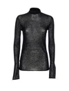 Pinko High Neck Sweater With Moss Pattern And Mini Sequins In Black