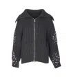 Pinko Crystal-embellished Ribbed Cardigan In Gray