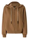 Pinko Knitwear With Drawstring Hood And Ribbed Finish In Brown