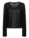 Pinko Salomone Wool Sweater With Micro Sequins In Black