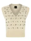Pinko White Rhinestone Knitted Vest