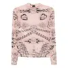 Pinko Graphic-print Mesh Top In Pink