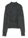 Pinko Textured Knit Sweater With High Neckline In Gray