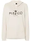 Pinko Knitwear With Drawstring Hood And Frontal Logo In Beige