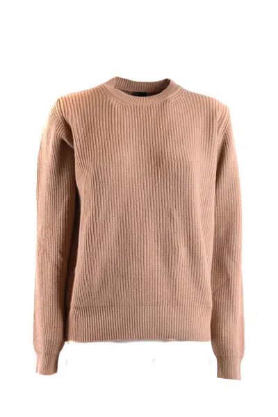Pinko Round Neck Logo Sweater In Pink
