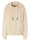 Pinko Drawstring Cotton Hoodie In Beige