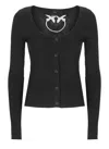 Pinko Cropped Cardigan With Bird Logo On The Back In Black